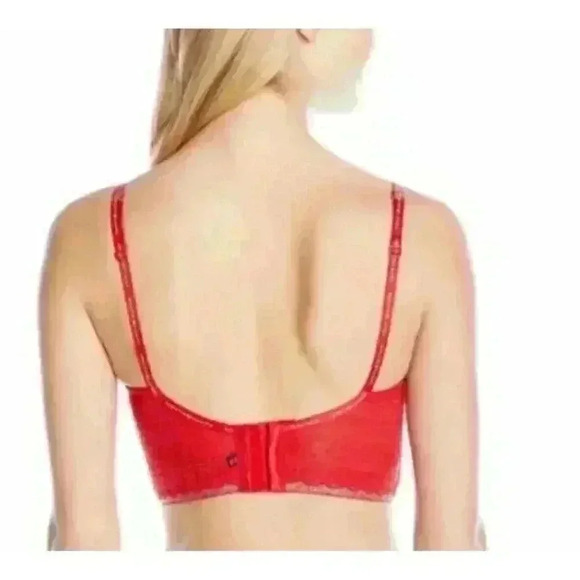 Tommy Hilfiger Longline Bra Red Silver Glitter R77T011 Size 34C - Picture 2 of 9